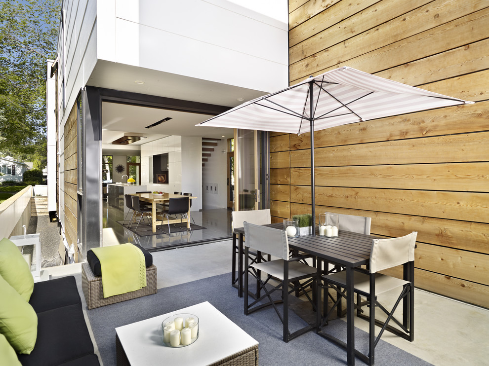 Design ideas for a contemporary patio in Edmonton with no cover.