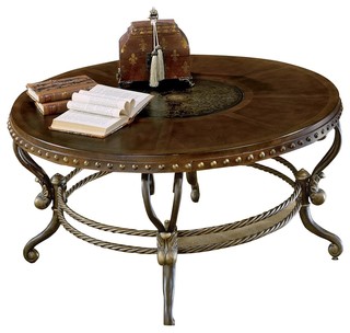 Jafar Round Cocktail Table, Warm Brown - Mediterranean - Coffee Tables ...