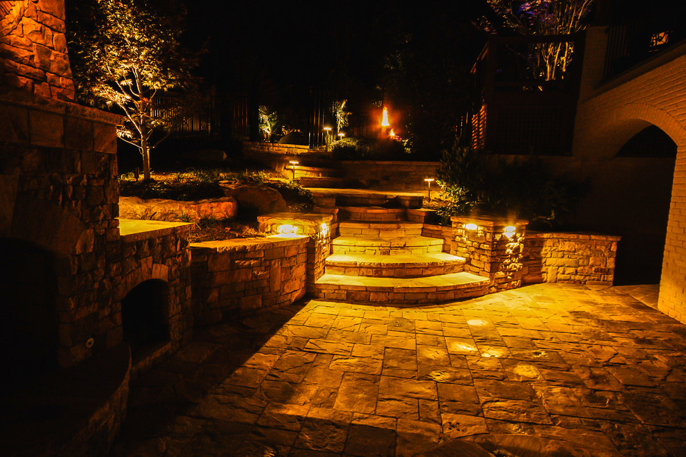 Example of a transitional patio design in Atlanta