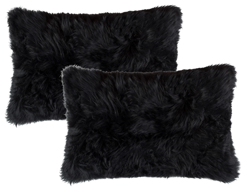 Natural Home Decor New Zealand Sheepskin Pillow, 2Piece, 12" X 20