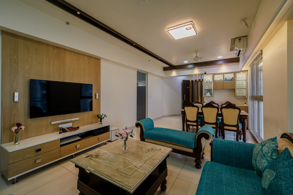 World-inspired living room in Mumbai.