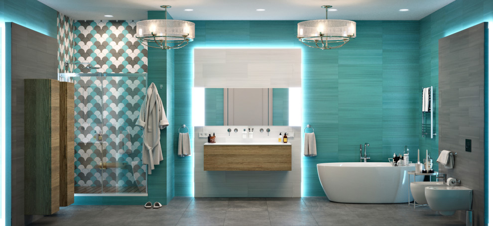 Визуализация ванной комнаты "Лазурь"