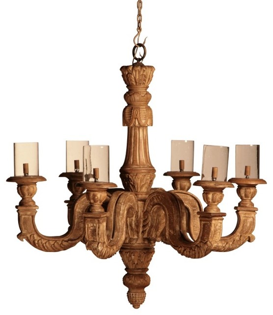 Hand Carved Wood 6 Bulb Chandelier Eclectic Chandeliers Los Hand Carved Wood 6 Bulb Chandelier