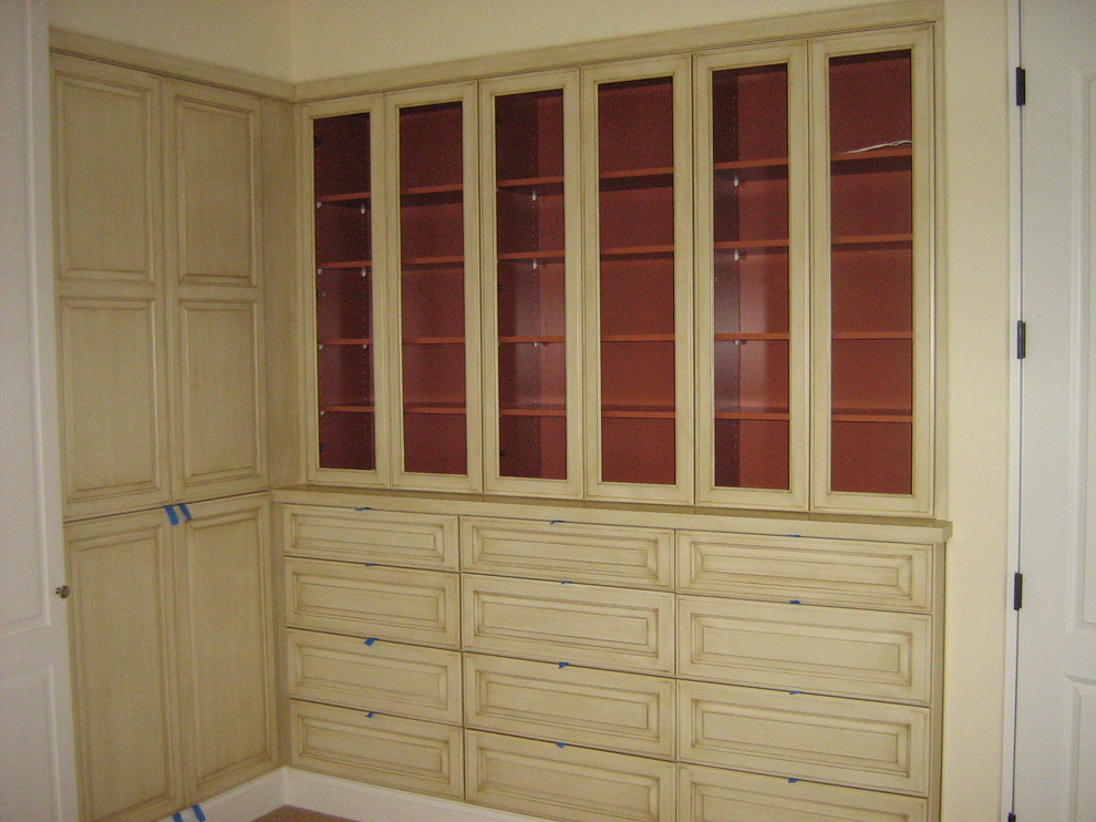 Photo of a mid-sized traditional study room in San Diego with beige walls.