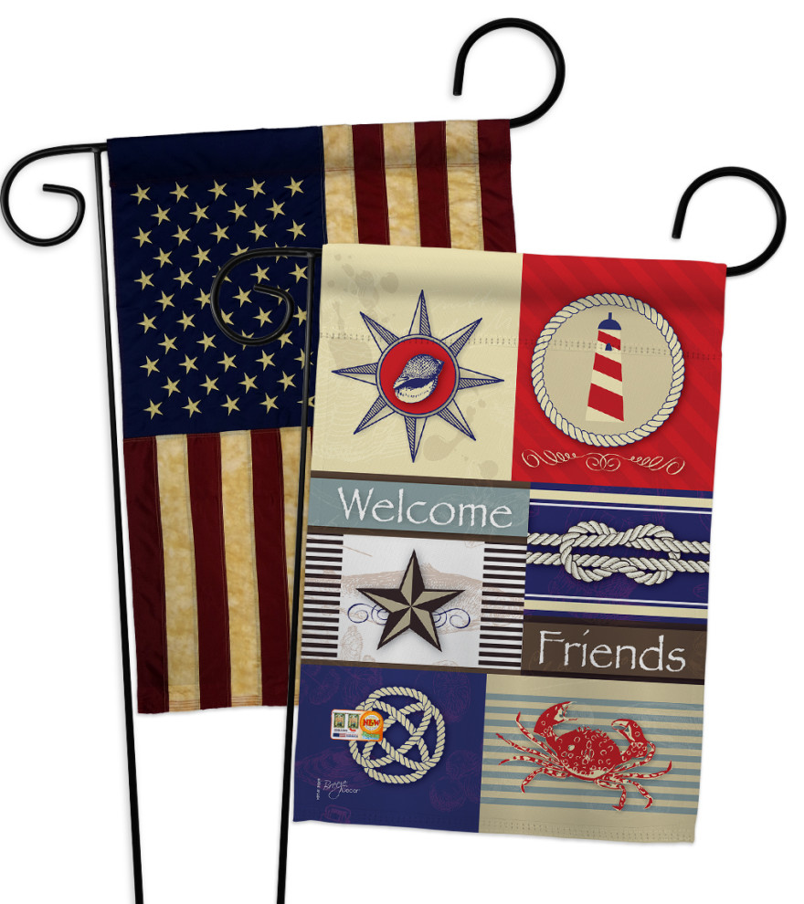 Shoreline Collage Coastal Nautical Garden Flags Pack Modern Flags