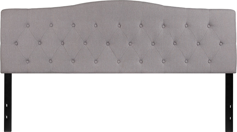 Cambridge Tufted Upholstered King Size Headboard in Light Gray Fabric