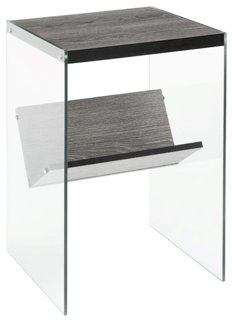Convenience Concepts SoHo End Table, Weathered Gray/Glass