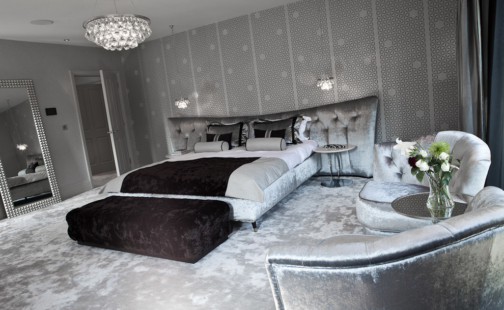 This is an example of a large contemporary bedroom in Cheshire.