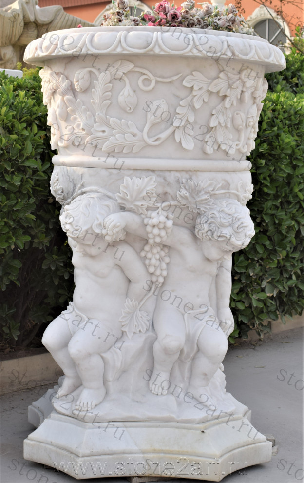 Вазы (вазоны) из натурального мрамора для ландшафта и интерьера