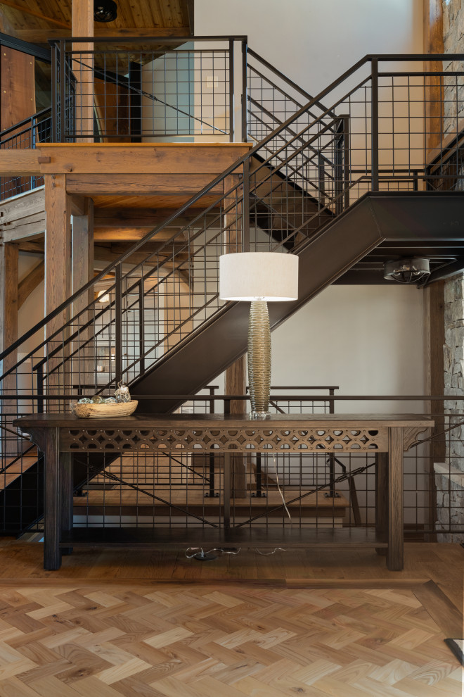 Staircase - rustic staircase idea in Milwaukee