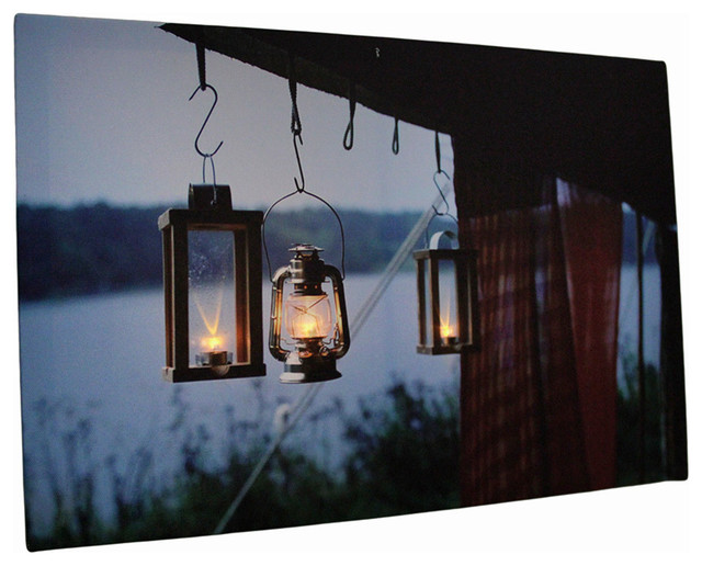 Lighted Pictures Wall Decor lake lanterns led lighted canvas wall hanging - rustic - wall Lighted Pictures Wall Decor lake lanterns led lighted canvas wall hanging - rustic - wall