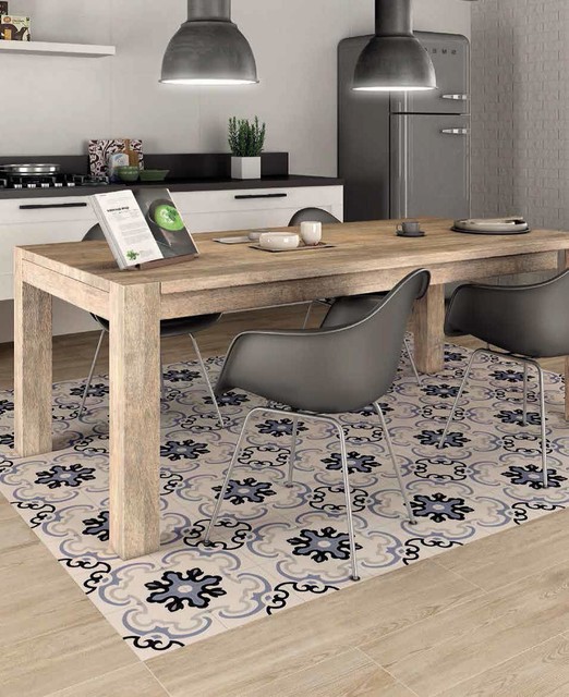 Bordeaux Limoges Patterned Tiles victorian-kitchen