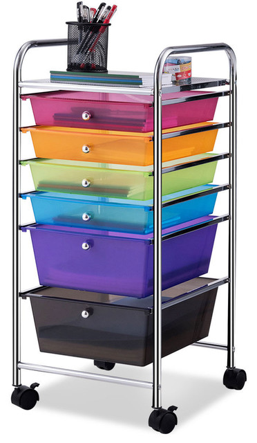 Costway 6 Drawer Rolling Storage Cart Tools Scrapbook Office