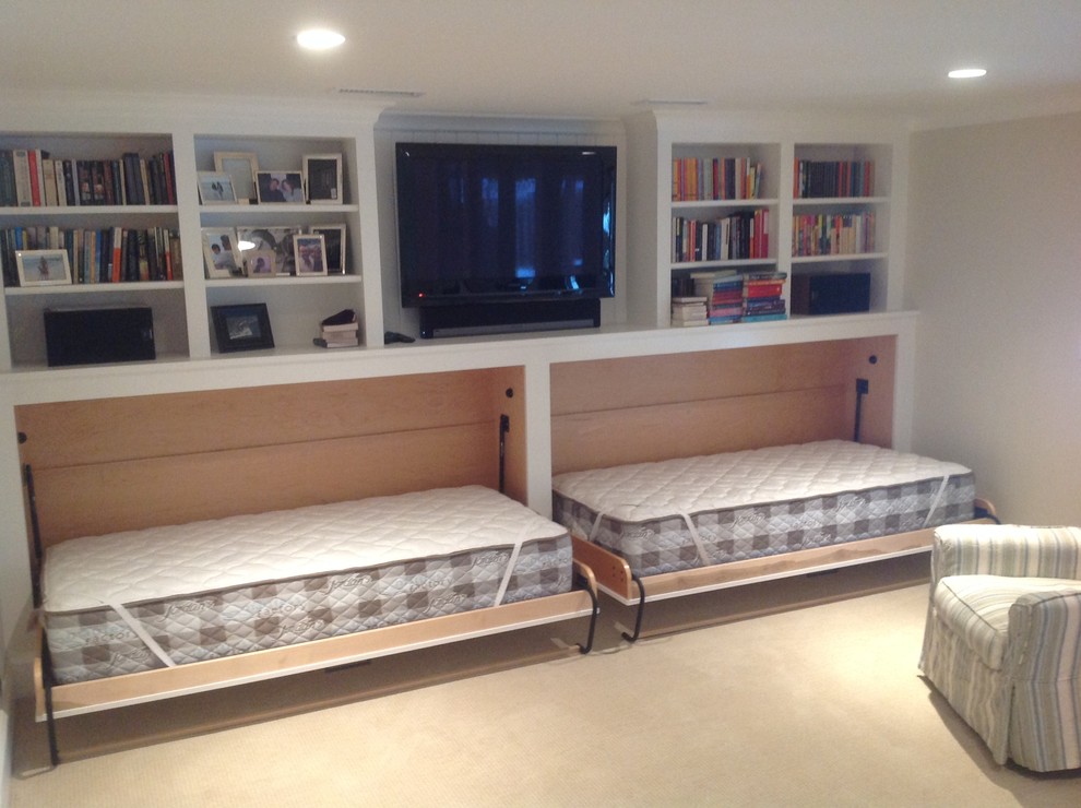Example of a transitional basement design in Boston
