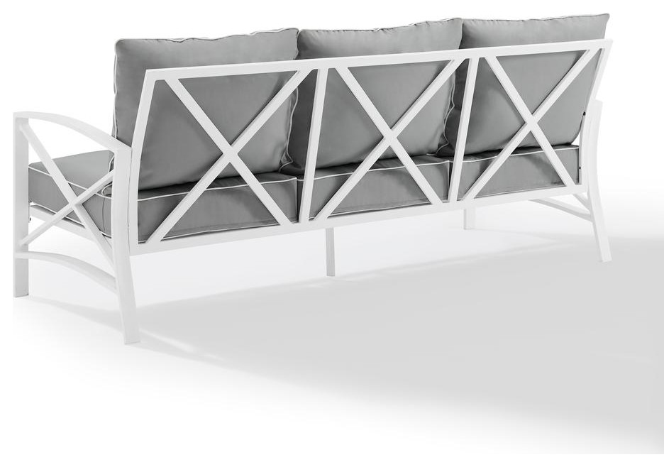 Kaplan Outdoor Metal Sofa Gray/White Contemporary Outdoor Lounge