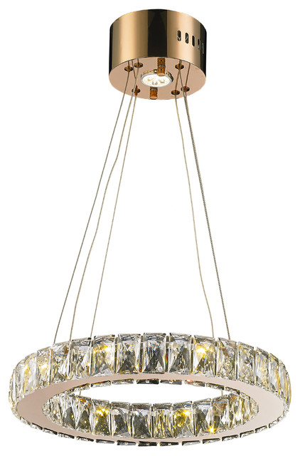 Modern Euro Style 9 Light Led Clear Crystal Rose Gold Circular Ring Chandelier