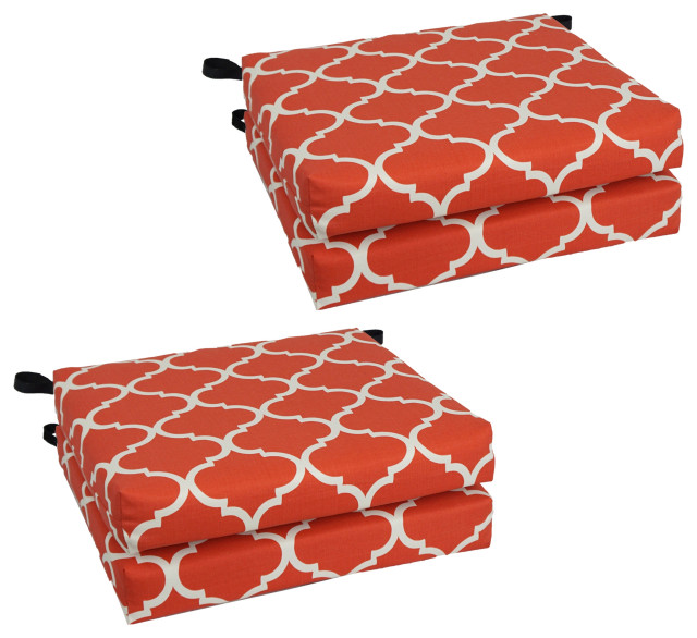 20"X19" Patterned Outdoor Chair Cushions, Set of 4, Landview Mango
