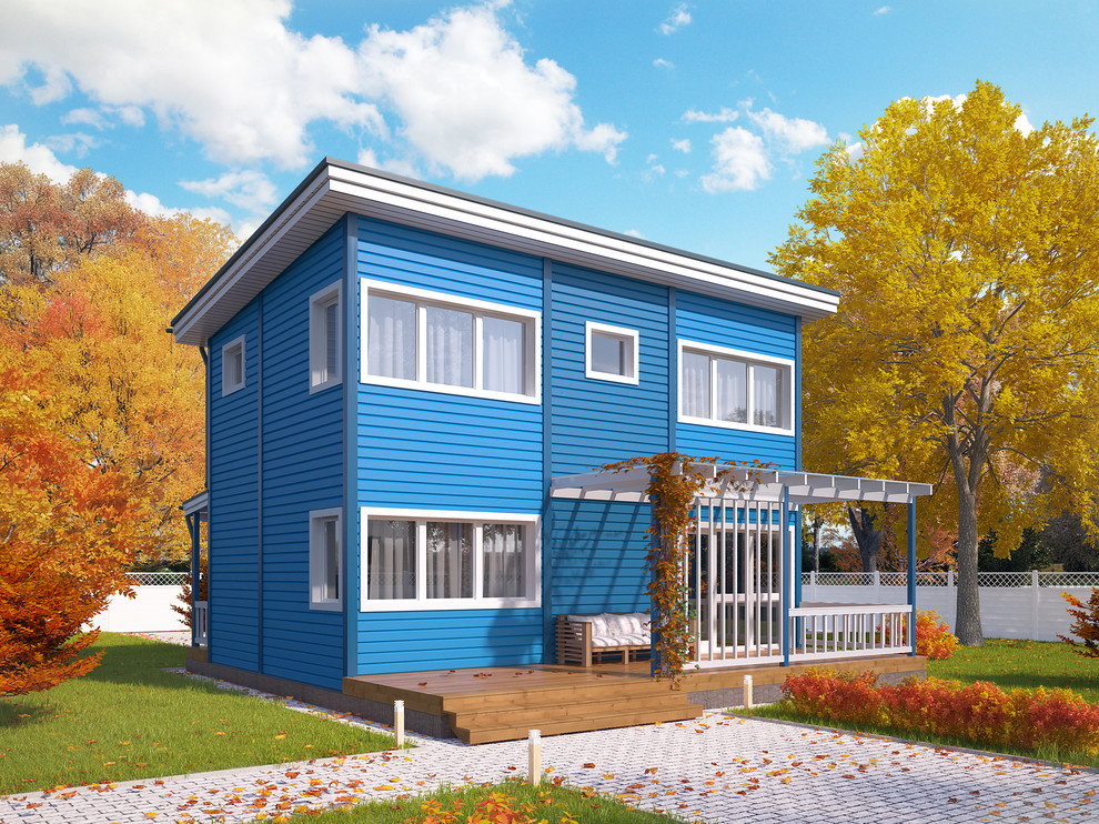 Дом из клеёного бруса для постоянного проживания "Оптима 3 с террасой и крыльцом