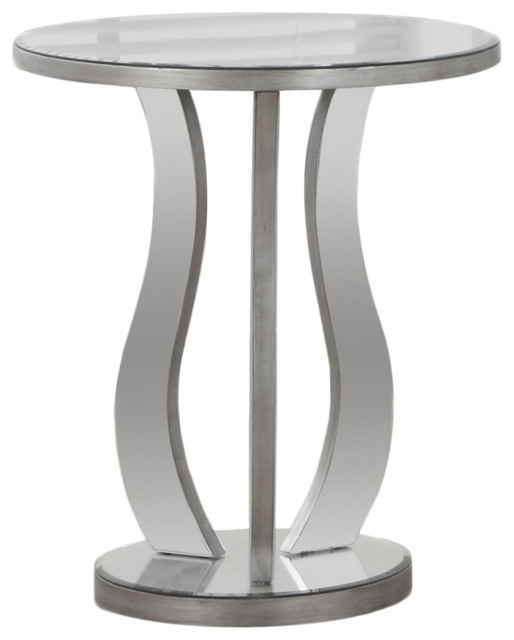 20"x20"x24" Silver End Table With a Mirror Top Contemporary Side