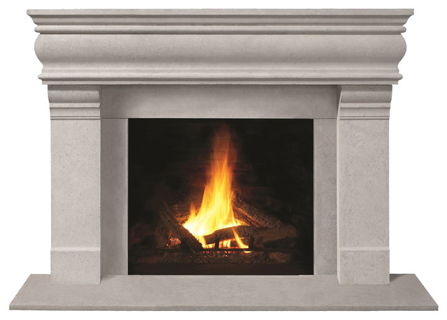 Fireplace Stone Mantel 1106.556 With Filler Panels, Natural, With Hearth Pad