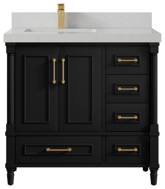 Aberdeen Bathroom Vanity, 36" Center Right Transitional Bathroom Vanities And Sink Consoles