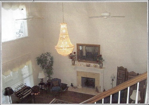 Two large windows in 20 foot ceiling living room