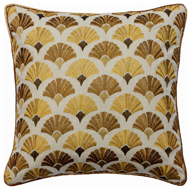 Decorative 20"x20" Embroidery Beige Cotton Pillow Covers - Autumn Flourish
