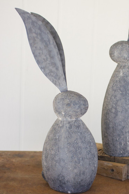 Kalalou Che1213 Faux Stone Rabbit With Tall Metal Ears - Short ...