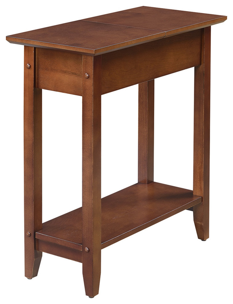 American Heritage Flip Top End Table With Shelf Transitional Side