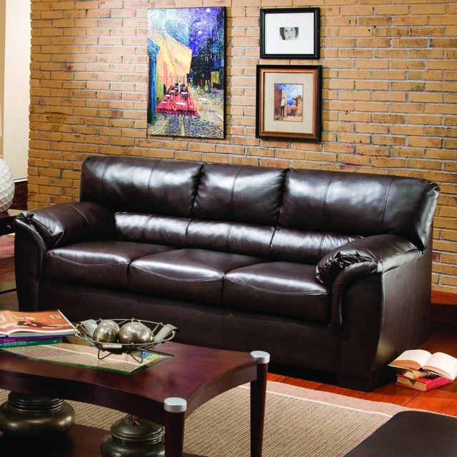 Simmons London Walnut Leather Sofa