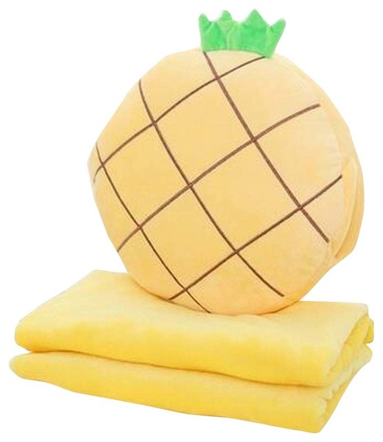 Fruit Coral Fleece Pillow And Blanket 2 Piece Set Contemporary