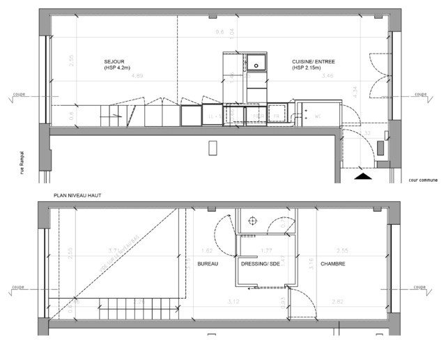 UN MINI-DUPLEX A PARIS / A small duplex in Paris plan-au-sol