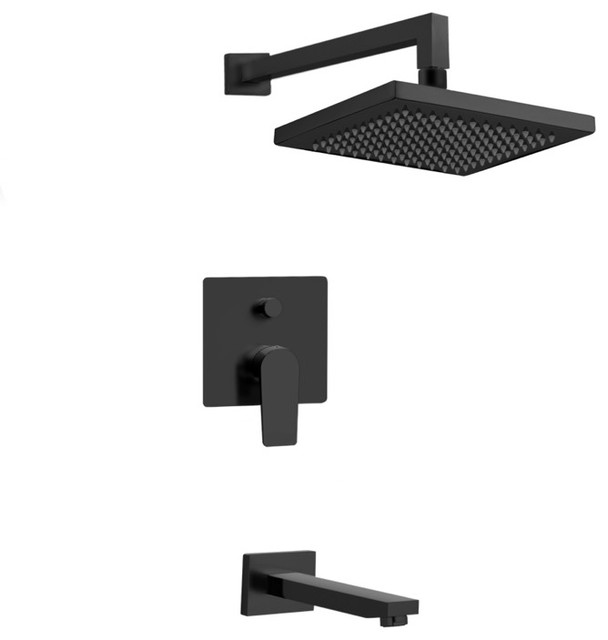 Matte Black Tub and Shower Faucet Sets with 8" Rain Shower Head