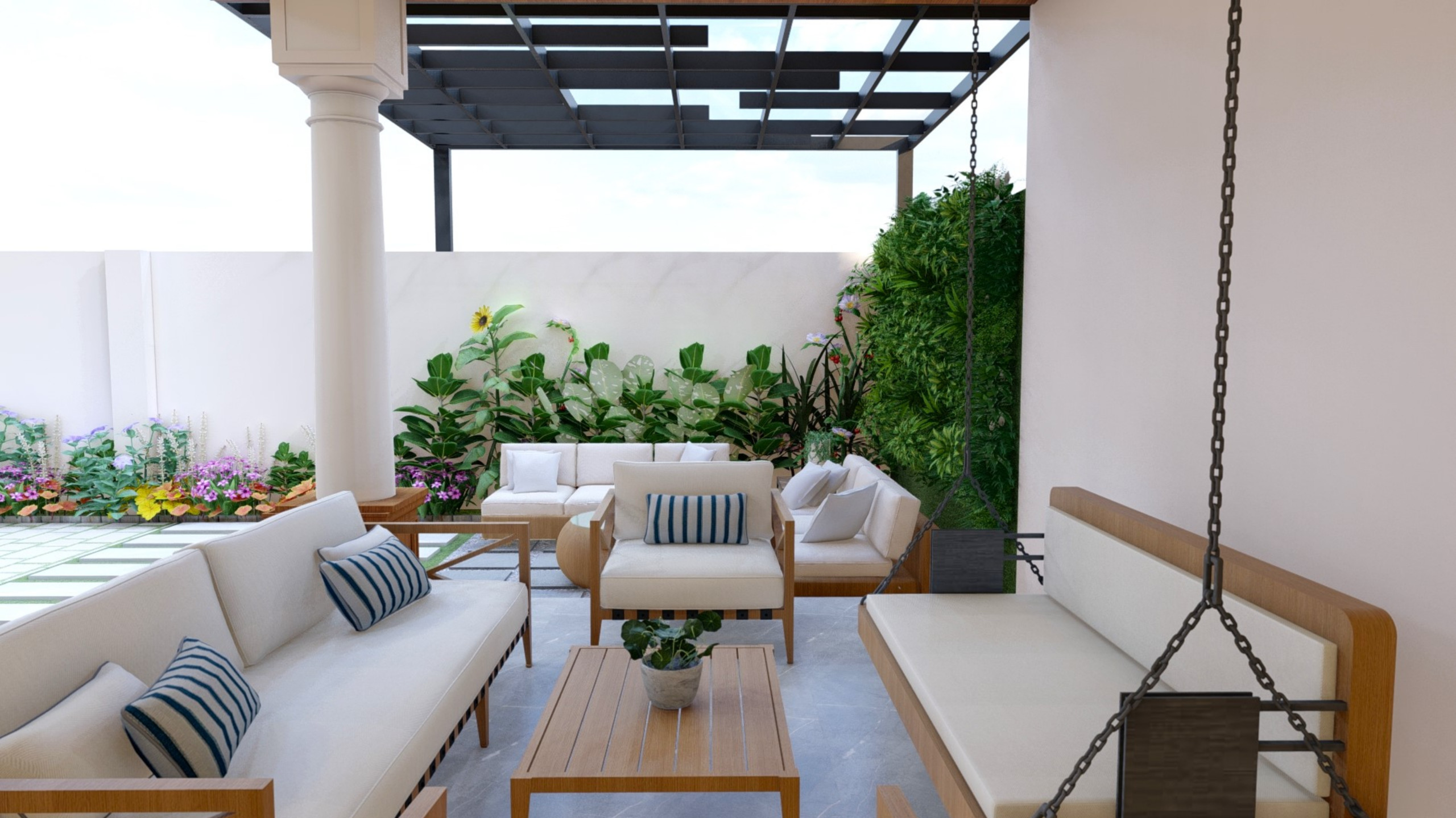 Chic Outdoor Patio with Comfortable Seating in Reigate