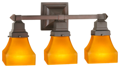 20W Bungalow Frosted Amber 3 LT Vanity Light