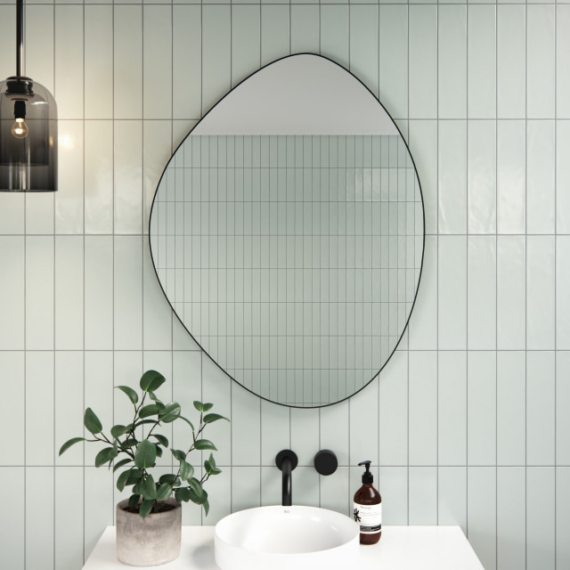 Starla 28 in. x 36 in. Pebble Mirror Contemporary Bathroom Mirrors
