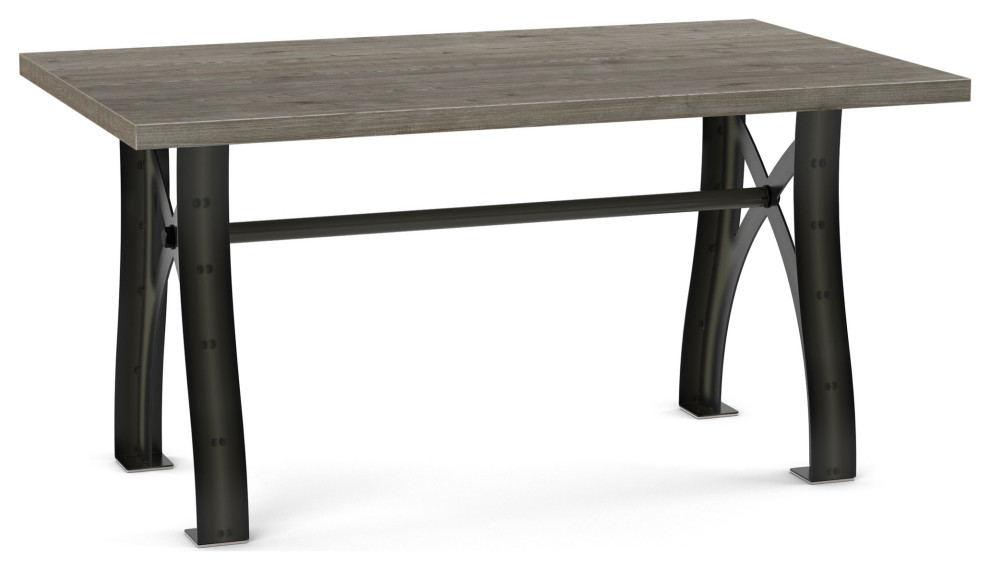 Amisco Cheston 60" Dining Table, Greyish-Brown Tfl /  Dark Brown Semi-Transparent Metal