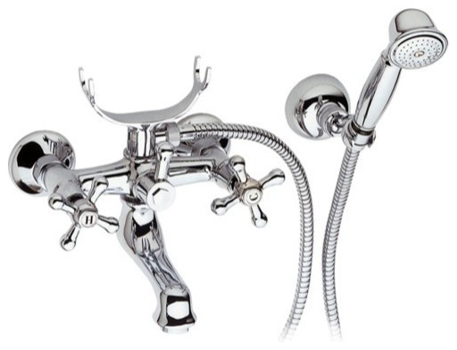Bathtub Mixer With Flexible Hose and Hand Shower Holder