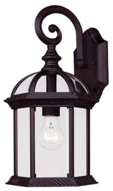 Illumine Outdoor Lanterns. 1-Light Wall Mount Lantern Textured Black Finish Clea