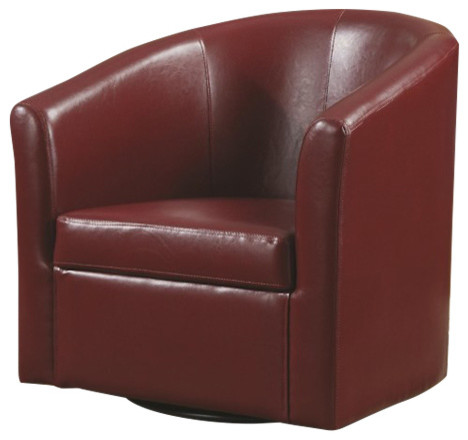 Coaster Contemporary Styled Accent Swivel Chair Brown Vinyl Contemporary Styled Accent Swivel Chair