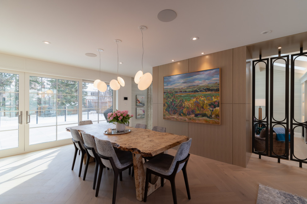 Transitional dining room photo in Calgary