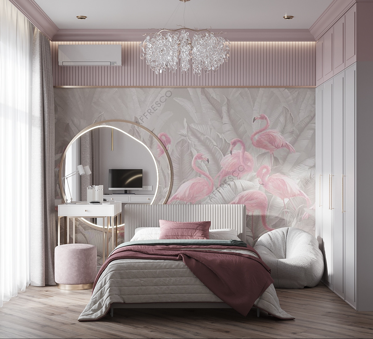 Комната для девочки. Дизайн проект квартиры в ЖК Ньютон