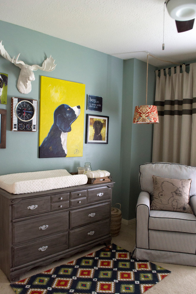 Design ideas for a mid-sized eclectic nursery in Houston.