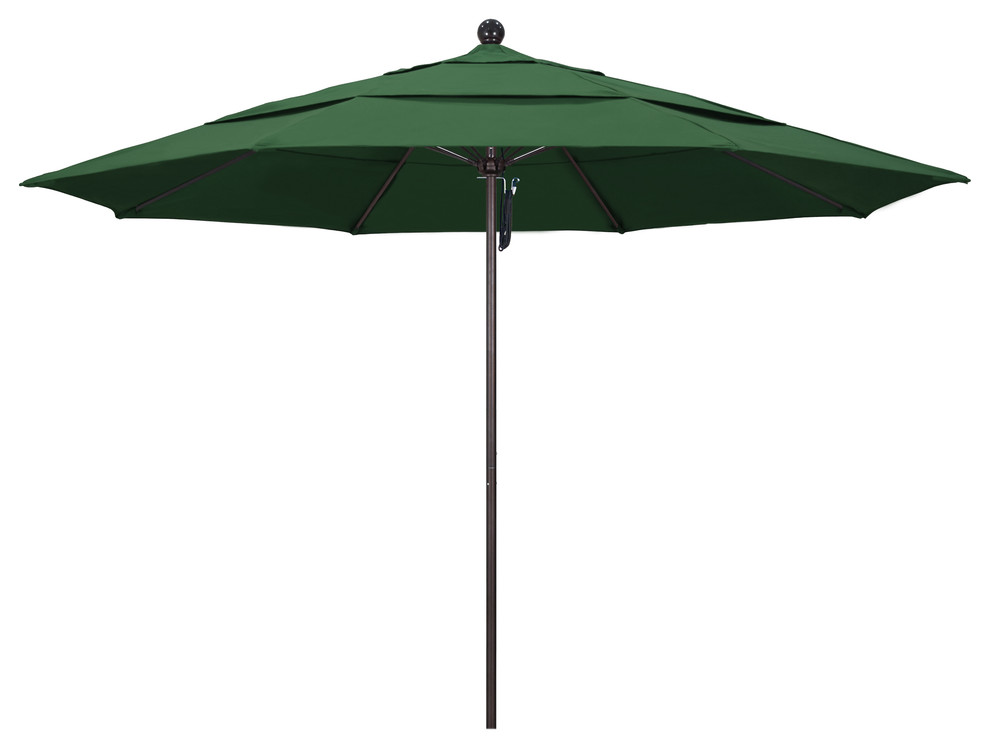 11' Fiberglass Umbrella Bronze, Olefin, Hunter Green, 11'