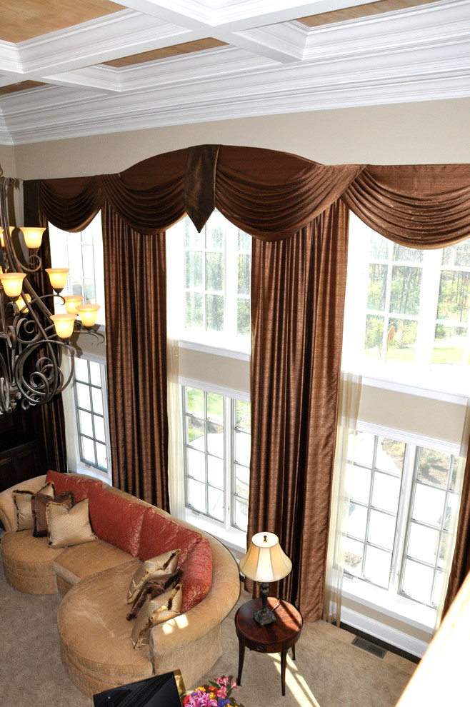 Example of a huge transitional formal and open concept carpeted home design design in Cincinnati with beige walls