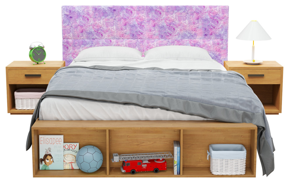 Jaxx Panelist Modern Padded Kids Headboard Set of 4 Panels, Full/Queen