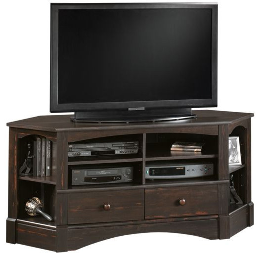 Sauder Harbor View Corner Tv Stand In Antiqued Black Traditional Sauder Harbor View Corner Tv Stand In Antiqued Black