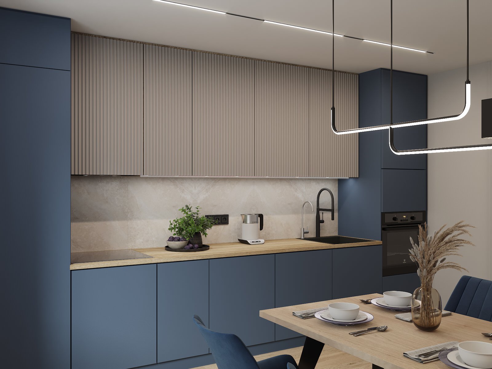 Визуализация дизайн-проекта квартиры 95 м кв, для пары с ребенком