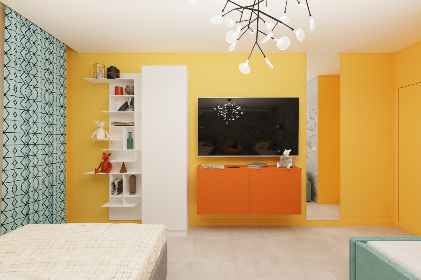 Двухкомнатная квартира с ярким интерьером