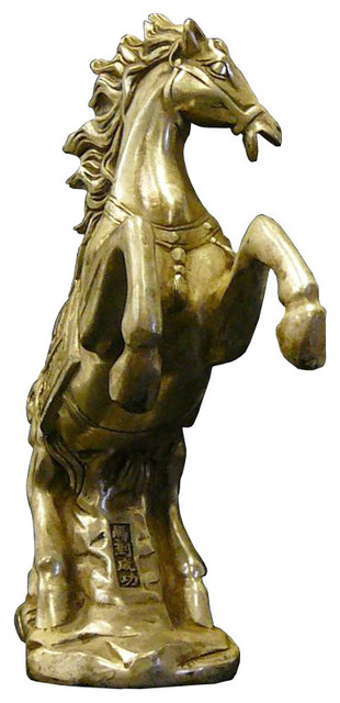 Chinese Silver Pewter Rearing Horse Figure Asian Decorative Objects Chinese Silver Pewter Rearing Horse Figure Asian Decorative Objects